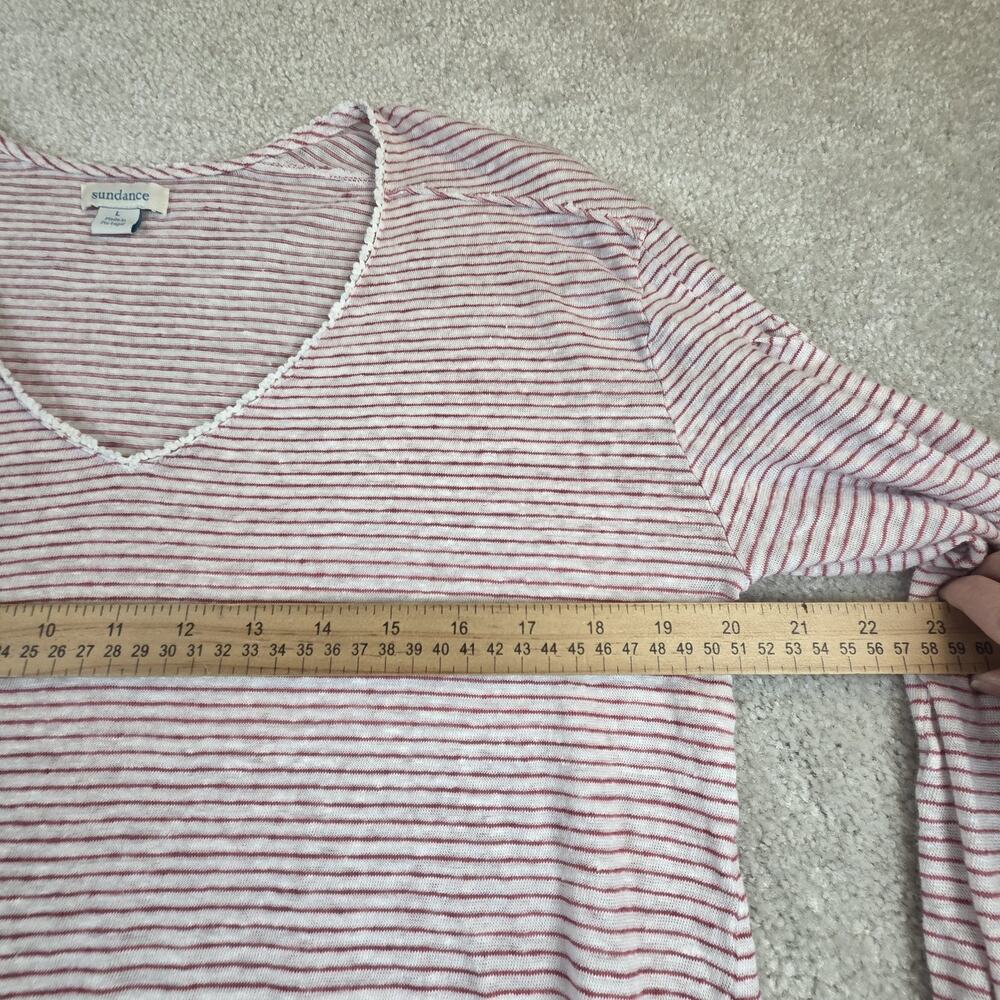 Sundance Womens Linen V Neck Tunic Size Lg Red White Stripe Nautical - Picture 7 of 7